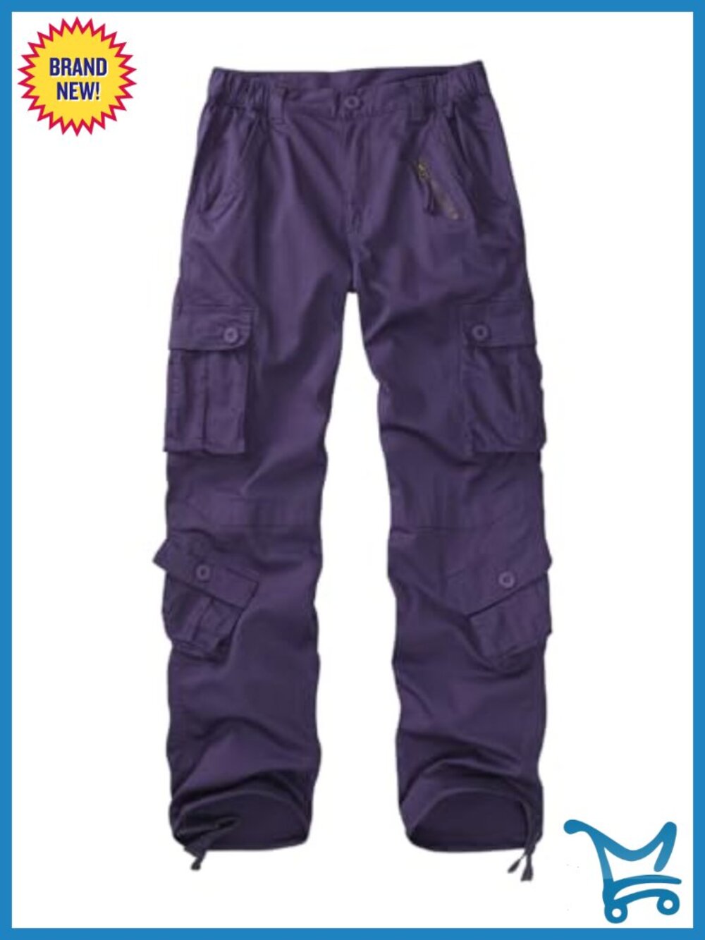 Women's Cotton Cargo Combat Work Pants Straight Leg High Rise Utility Pockets